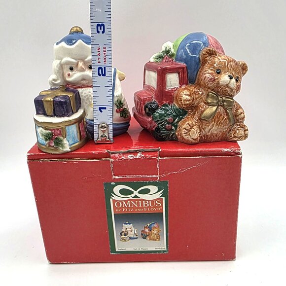 Fitz and Floyd Omnibus Toyland Salt & Pepper Shakers Vtg Original Box Never Used - Picture 9 of 11